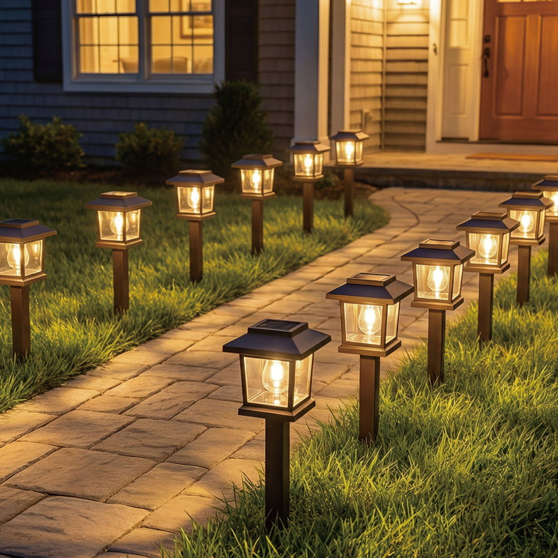 12 Pack Waterproof Auto On/Off Solar Pathway Lights for Your Garden, Landscape, Path, Yard, Patio, Driveway,Walkway Decor, Black
