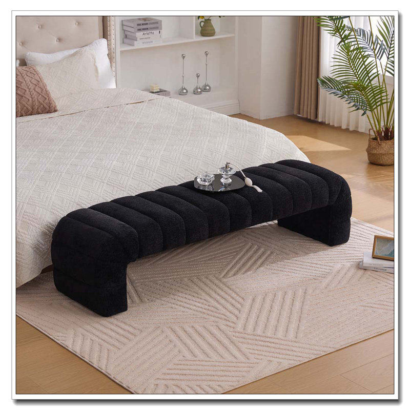 Banc rembourré en chenille, Noir