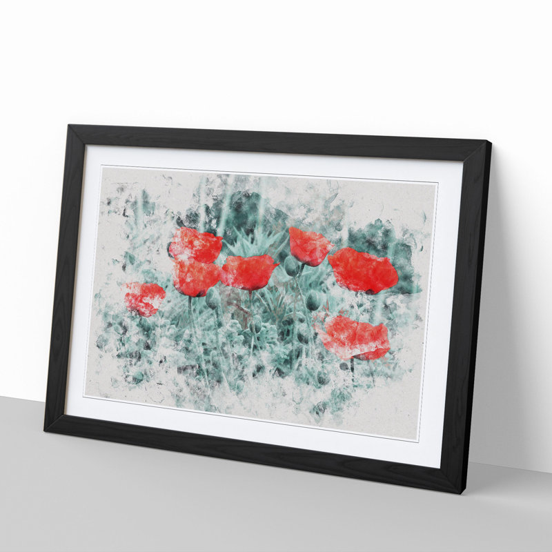 Field of Poppies Vol.4 - Picture Frame Painting, 27cm H x 36cm W x 2cm D, Black Framed