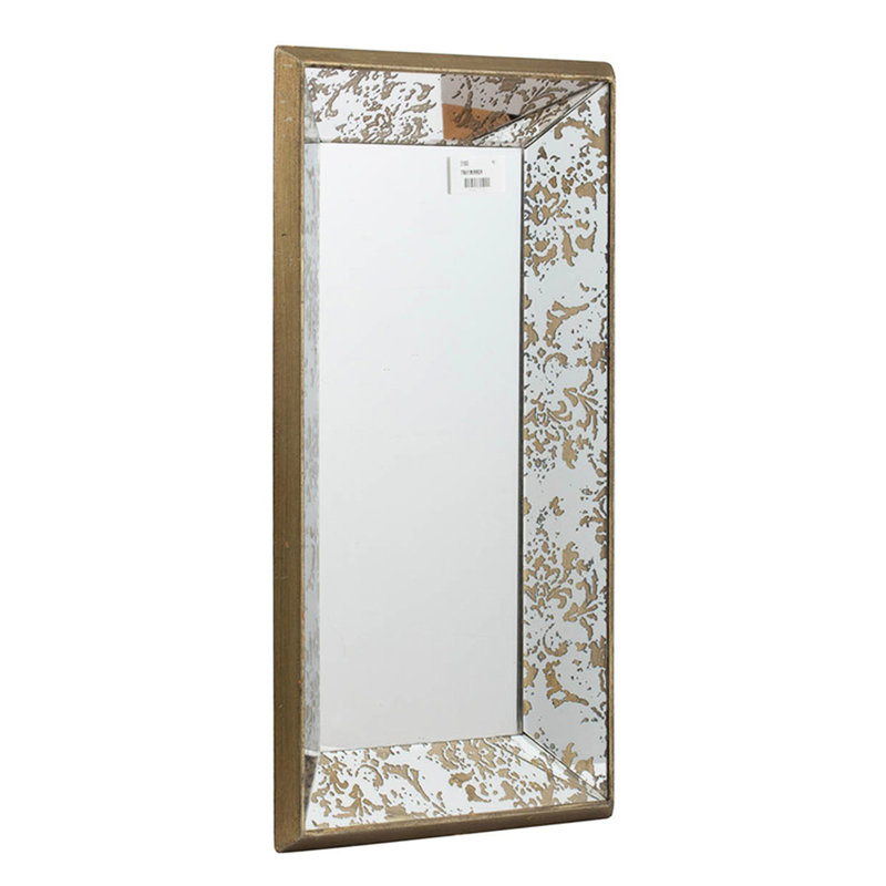 Miroir rectangulaire argenté 20 "x 12" avec caractéristique florale de la distinction Importance, taille moyenne, plateau en miroir, décoration murale suspendue, tentation