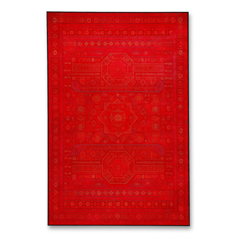 Tapis blanc tissé à motif lavable Mosso, 3'3" x 9'10"