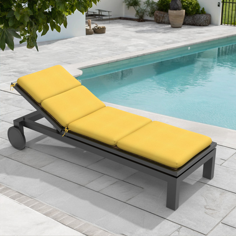 74" x 22.5" Outdoor Sunbrella Chaise Lounge Cushion (Set of 1), 3″ High-Density Foam Replacement Cushion, Canvas Sunflower, 1