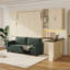 Grand lit escamotable avec levage hydraulique, canapé, tablettes et tiroirs de rangement, éclairage DEL et USB, panneau beige, canapé vert-129422120
