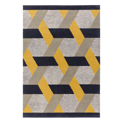 Deutsch Hand Woven Wool Gold/Grey Indoor Rug