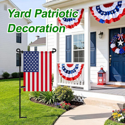 Support de drapeau de jardin, mât porte-drapeau de jardin haut de gamme en métal avec peinture en poudre résistante aux intempéries, pince pour drapeau et butées à ressort, drapeau non inclus. Décorations de jardin.