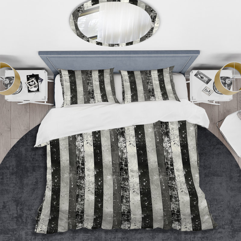 Ensemble de housse de couette Sparkling Grey Stripes - Glam, Housse de couette très grand + 2 taies décorativ