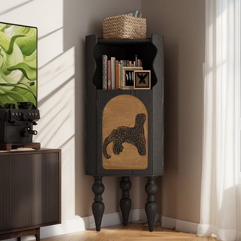 Modern multi-functional corner bookcase, Black
