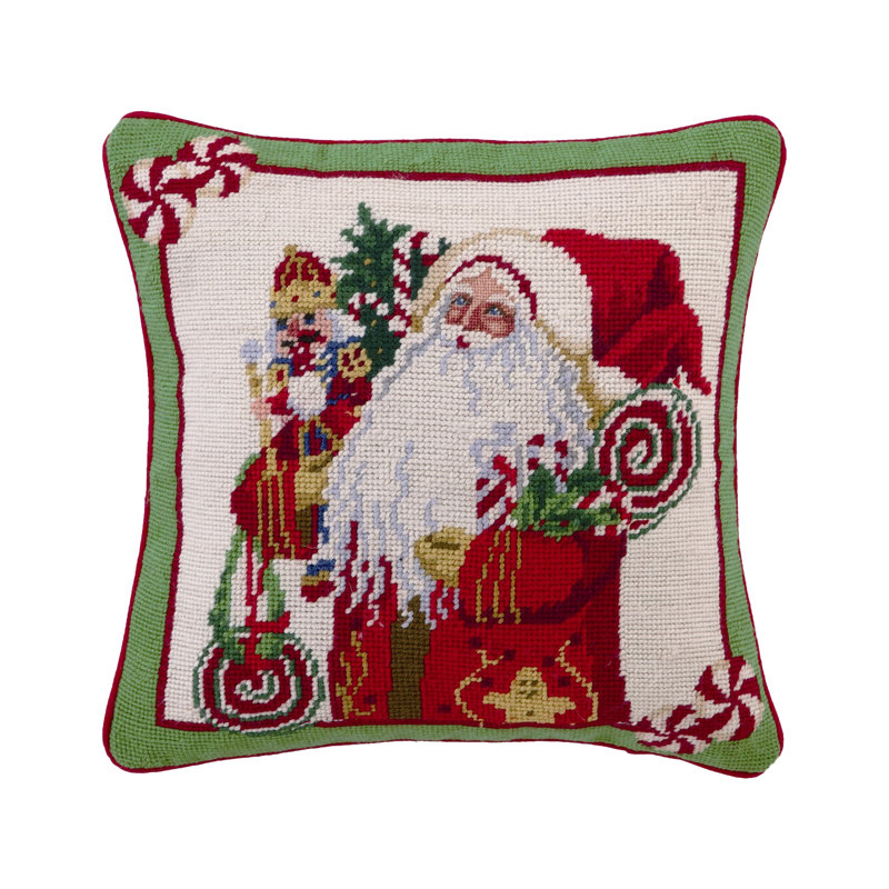 Needlepoint Wool Throw Pillow