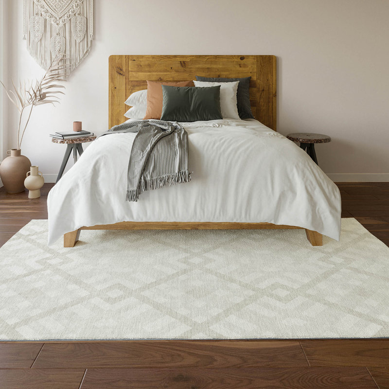 Premium Machine Washable Mayfield AMF616 Geometric Rug, 5' x 7'6", Ivory