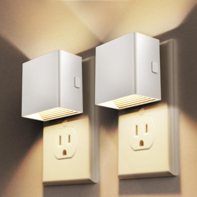 Night Light 2 Pack Plug In Wall Lights Dusk To Dawn Sensor Soft 3000K 0-100LM Adjustable Brightness Dimmable For Bathroom Hallway Kitchen