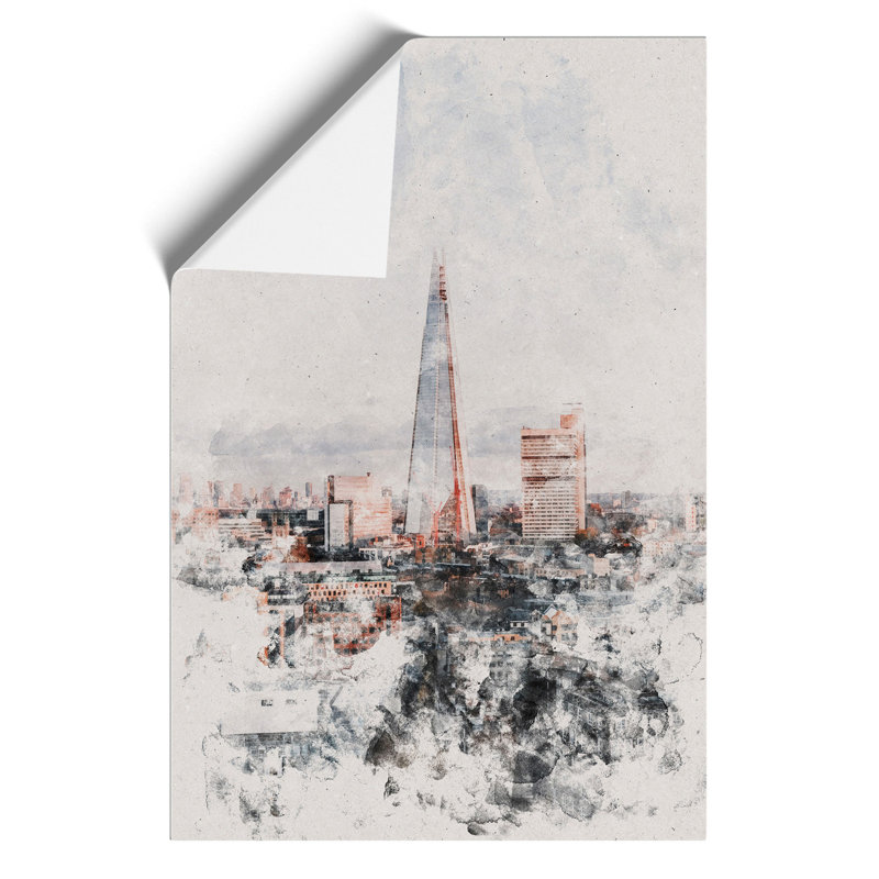 The Shard in London Watercolour - Frameless Print, 84cm H x 59cm W x 0.1cm D