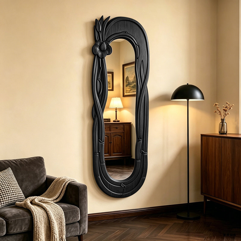 Miroir d'appoint mural 23,62 po, 66.93" H x 23.62" W x 1.18" D, Black