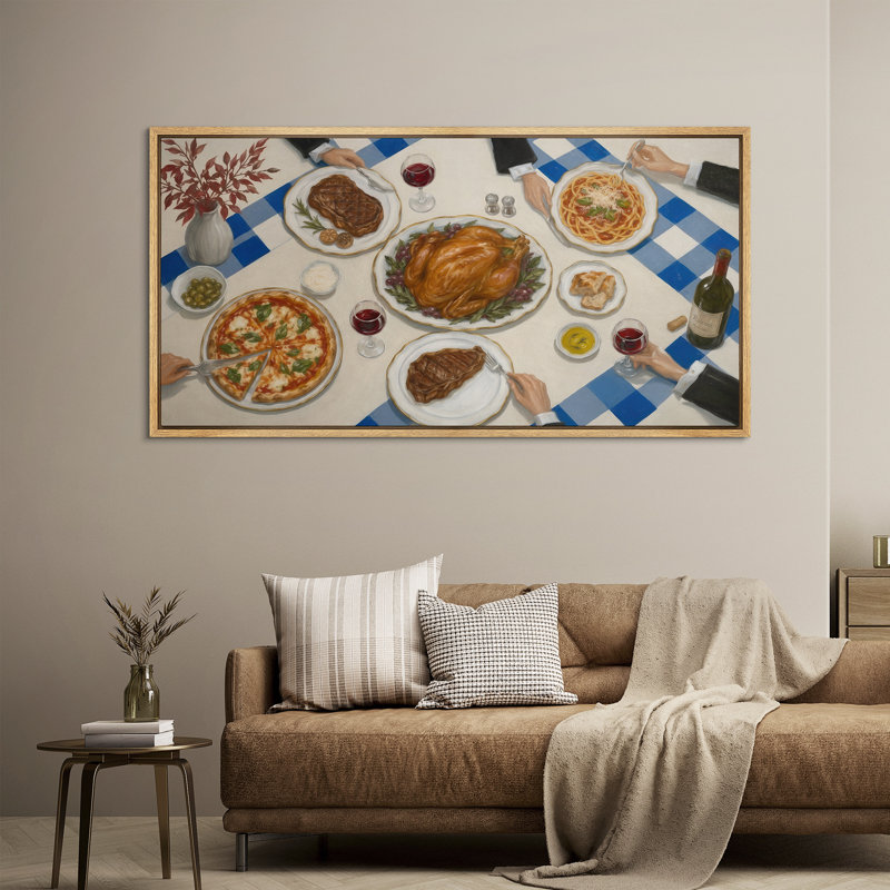Élégante décoration de table repas repas au-dessus de la célébration gastronomique murale - grande impression sur toile encadrée de la chambre principale