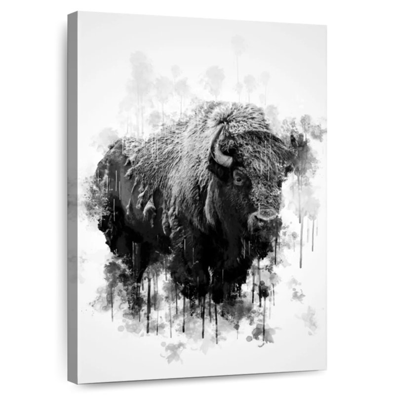 Brampt Bison Black And White, 48" H x 32" W