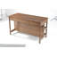 Îlot de cuisine en bois massif avec 2 tablettes de rangement ouvertes, brun