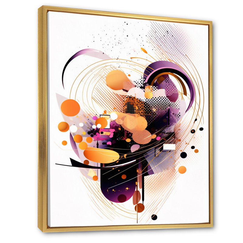 «Mauve et or» chuchotant «Abstractions V» sur toile, 20" H x 12" W, Cadre flottant doré