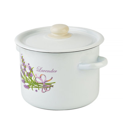 Lavender Enamelware Steel Pot with Lid