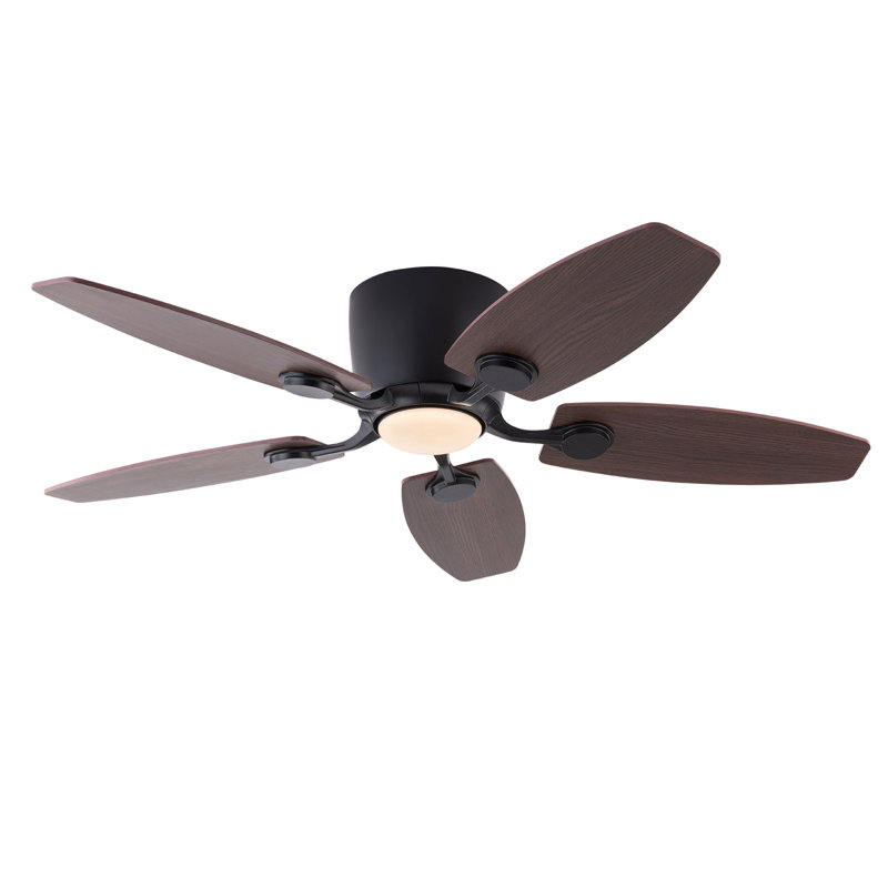 Kerrian Ceiling Fan Chandelier with Light and Remote, Black with Black Blades