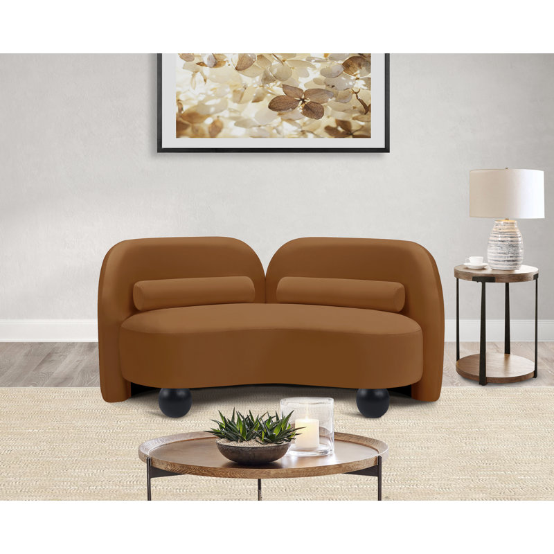 Daphne Upholstered Loveseat, Saddle Velvet