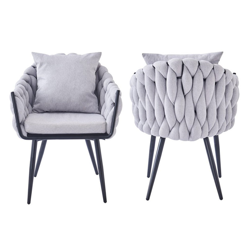 Fauteuil à oreilles en velours Kiarrah, Gris