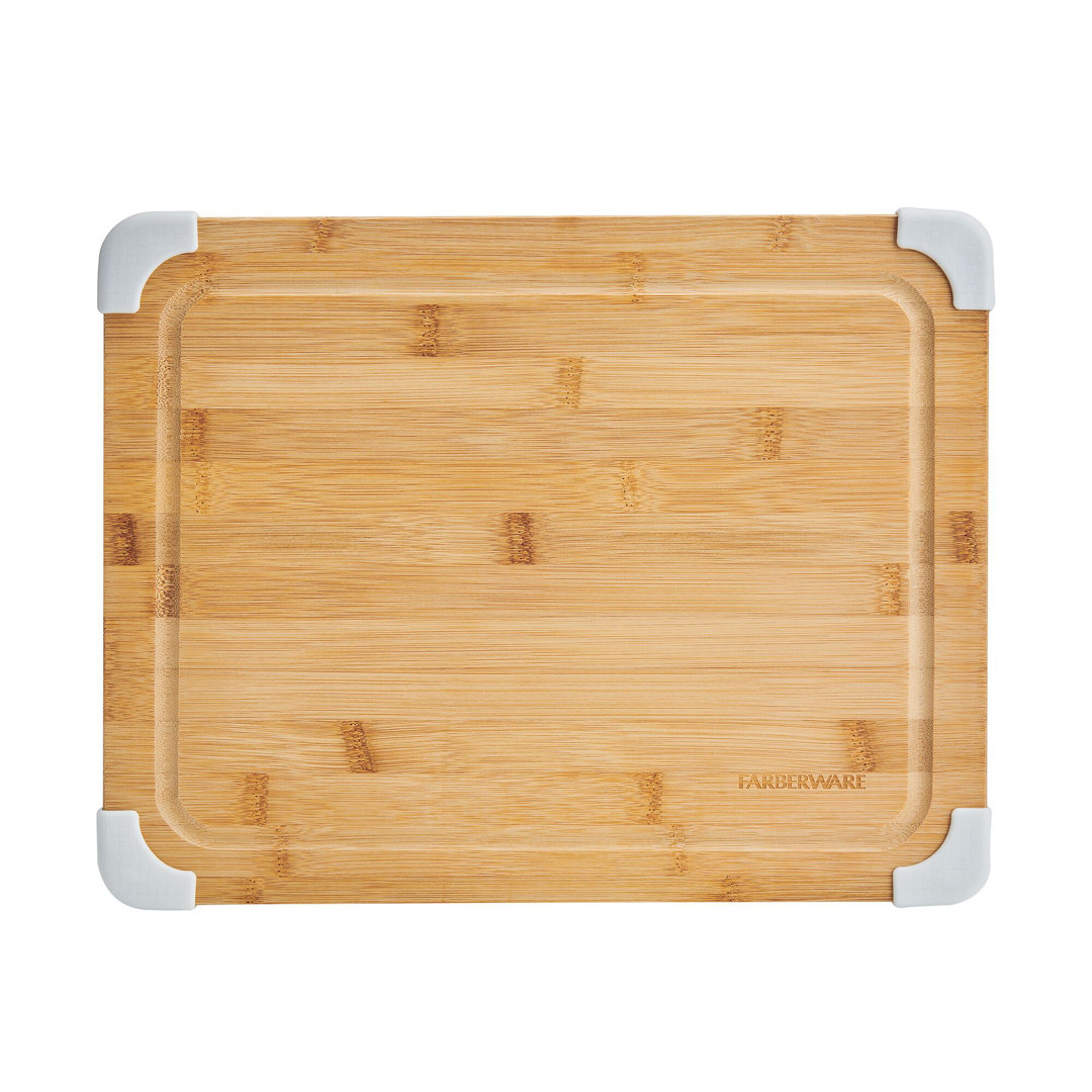 Farberware Nonslip Bamboo Cutting Board With Juice Groove, 11X14 Inch, White Farberware