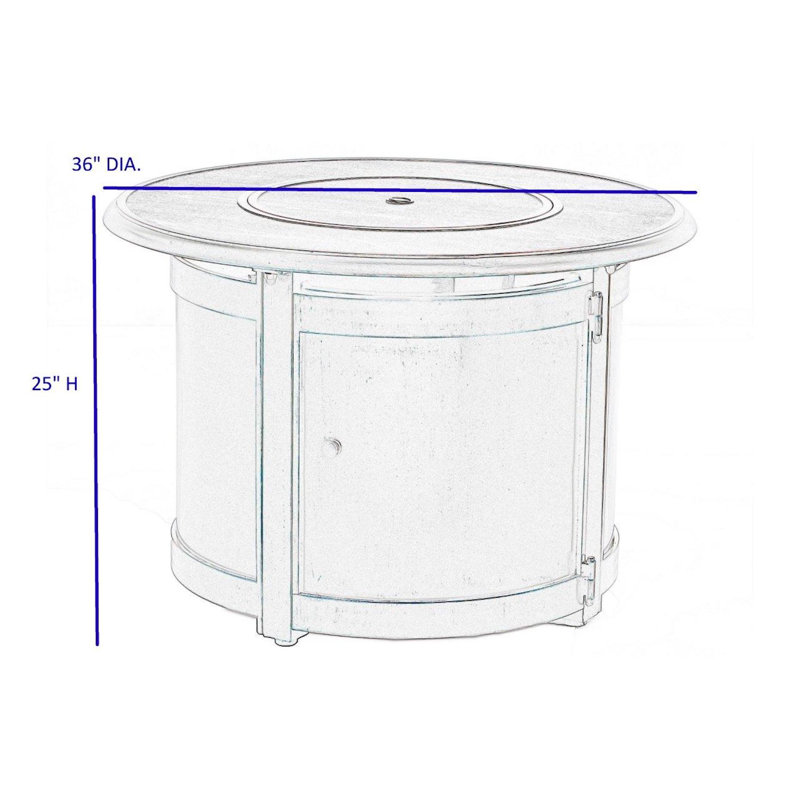 Bosca Round Aluminum Propane Smokeless Fire Pit Table with Hidden Fuel Tank