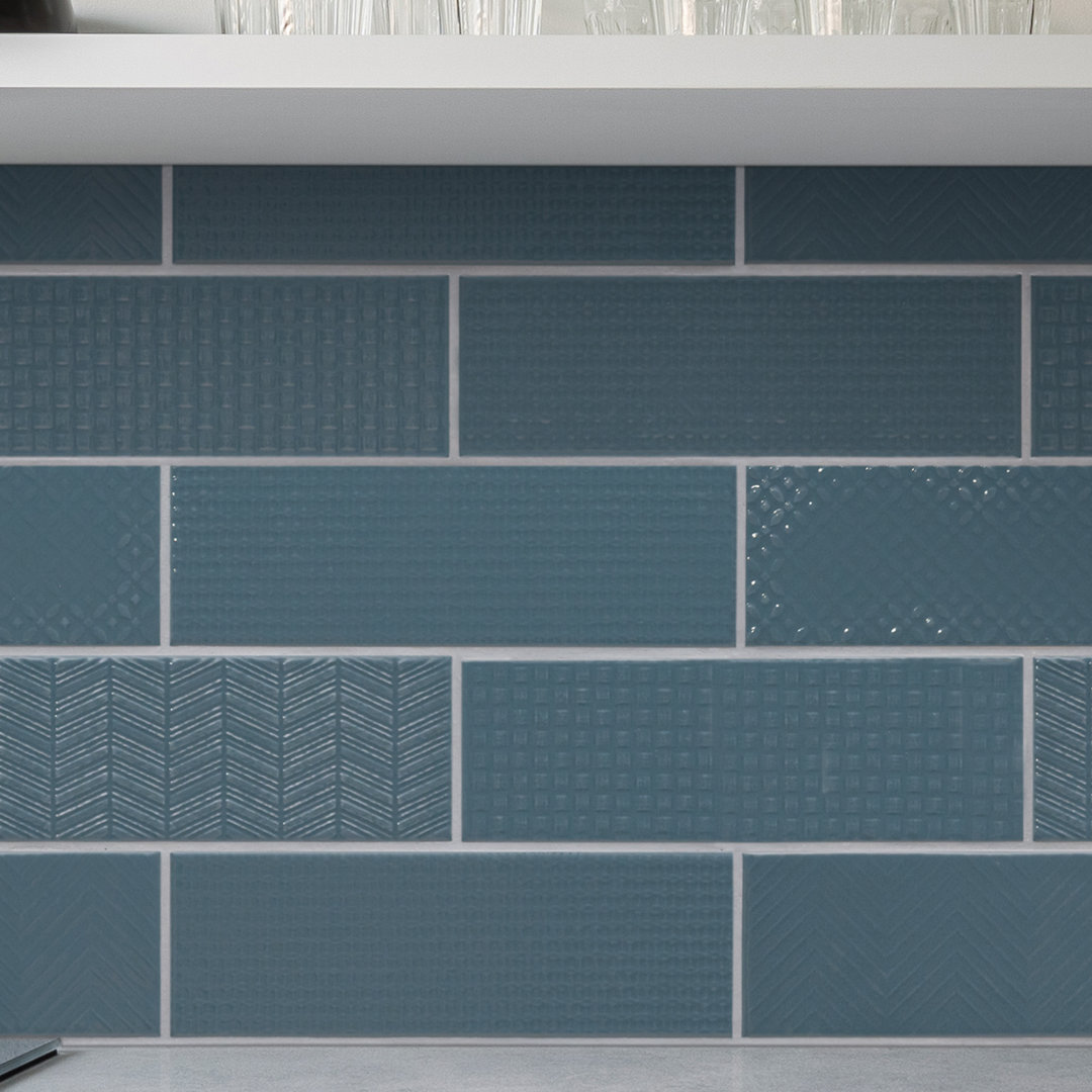 Metrola 3D Mix 4 in. x 12 in. Glossy Ceramic Subway Wall Tile Ackland 