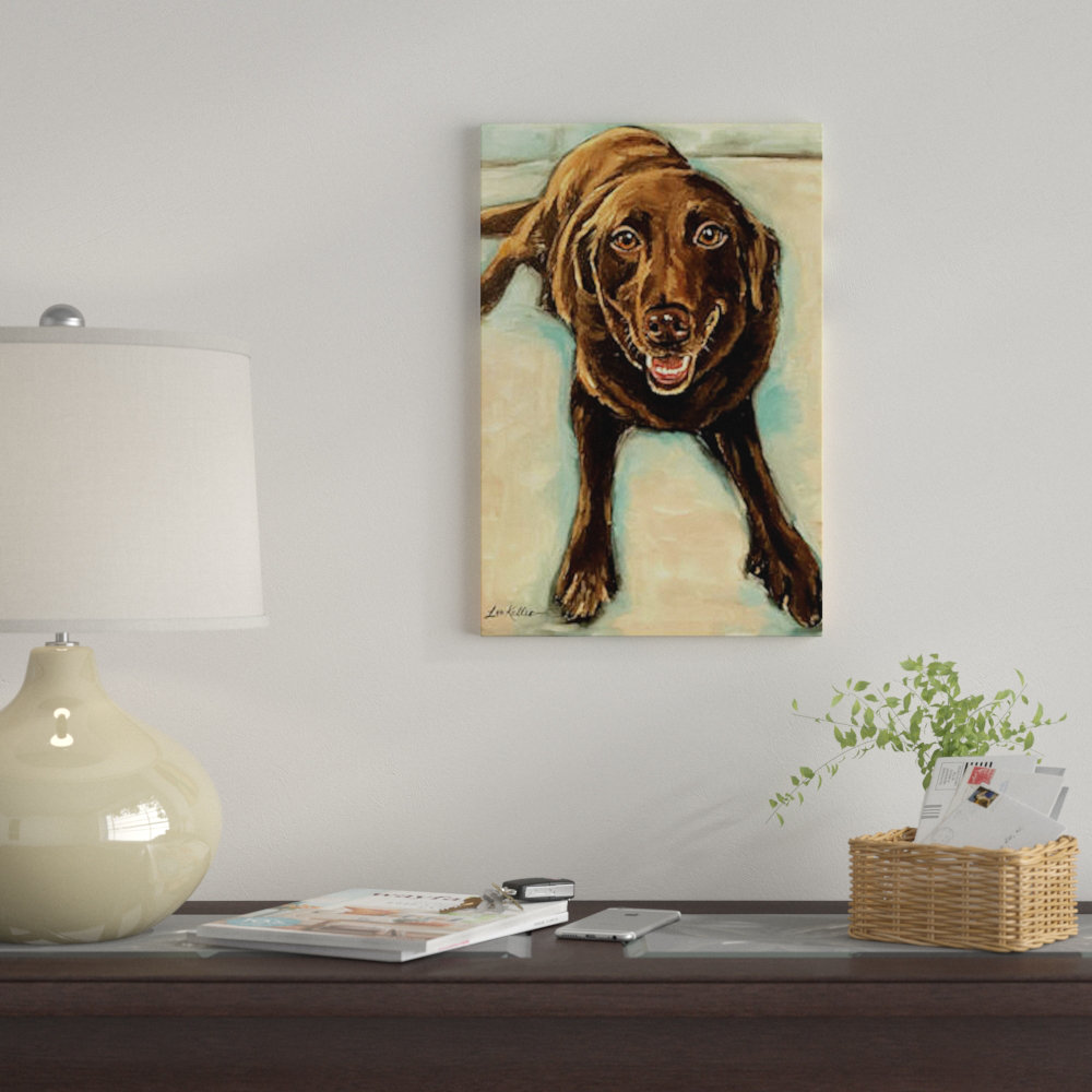 'Chocolate Lab'  by Hippie Hound Studios Graphic Art Print on Wrapped Canvas East Urban Home Mat 