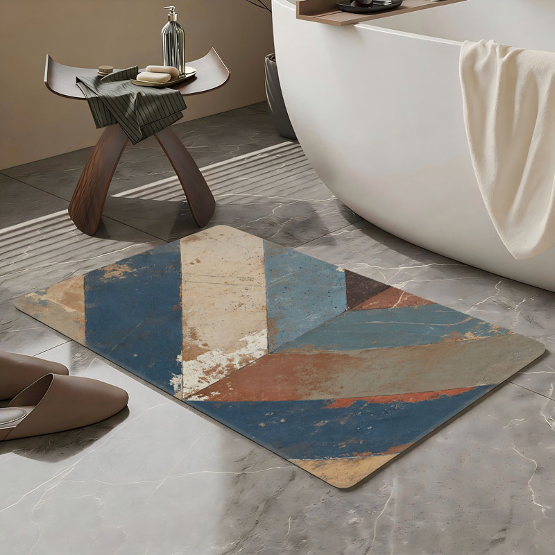 Rustic Chevron 20 x 32 In Bath Rug for Bathroom Bedroom Multicolor