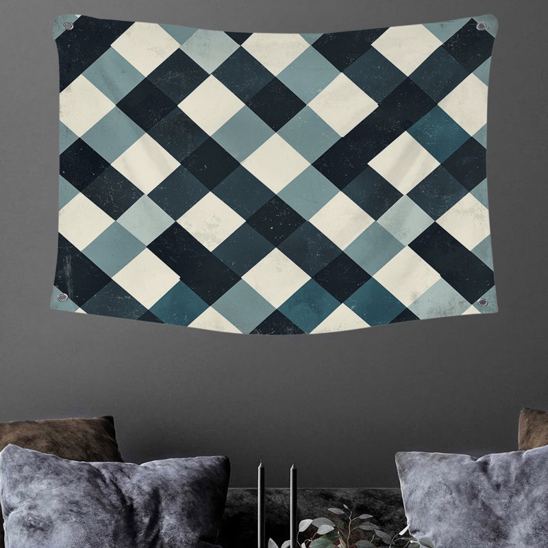 Tapisserie murale diamant - décoration murale géométrique, H 50 po x l 60 po