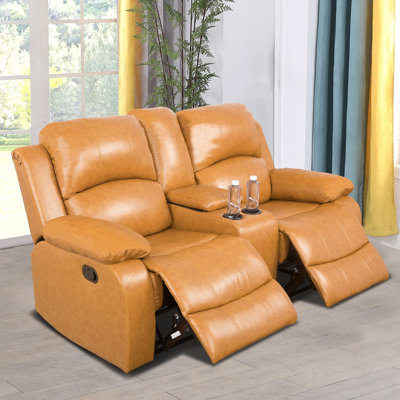 Ginger Soft Faux Leather Recliner Loveseat