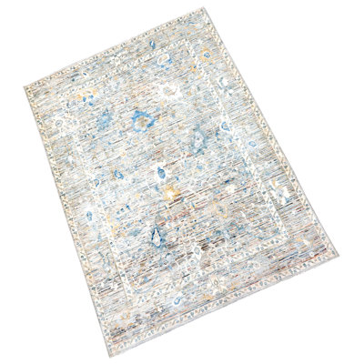 Tapis argent noué à la main de haute qualité