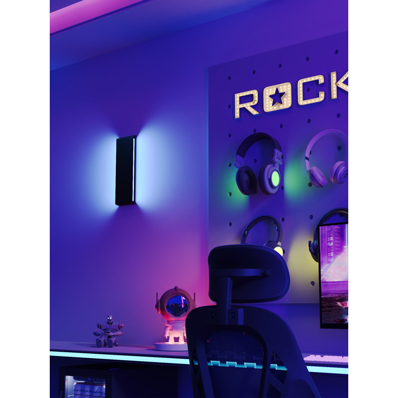 Michalik Smart LED Wall Lamp Indoor& Outdoor, RGBCW Colour Changing Porch Light, Black