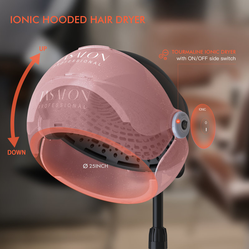 Fareed 1875W Freestanding Ionic Hooded Hair Dryer, Pink
