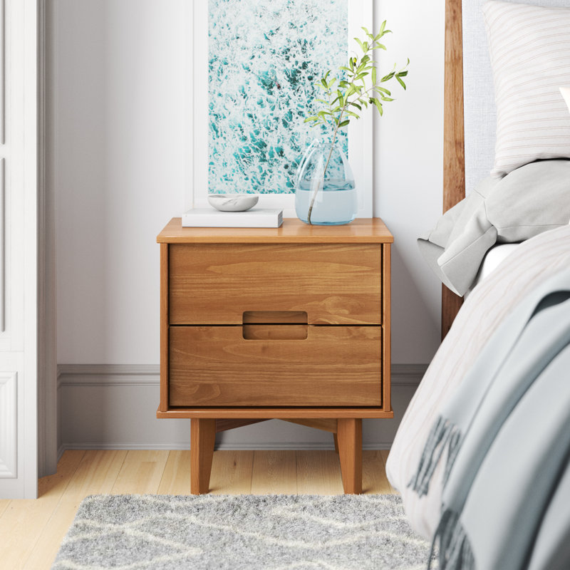 Ulti Solid Wood Bedside Table, Caramel