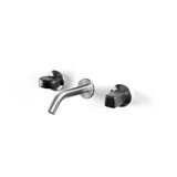 Acquaco Linki Io Wall Mount Three-Hole Two Handle Bathroom Lavatory Faucet with 5'' Spout Reach