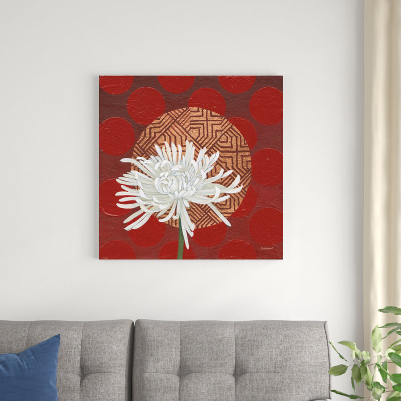 «Morning Chrysanthemum IV» par Kathrine Lovell - peinture sur toile tendue, H 30 po x l 30 po