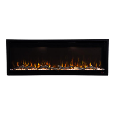 Aerus Recessed or Wall Mounted Electric Fireplace, Alexa or Google Home Compatible, Logs & Crystals, Remote Control