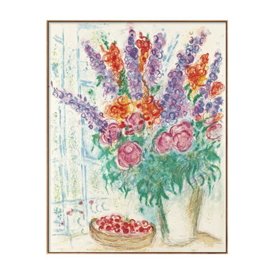 " Bouquet of Flowers with Basket of Strawberries by Marc Chagall " by Marc Chagall Print