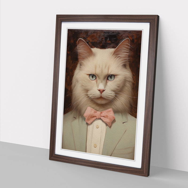 Ragdoll Cat Dadaism - Single Picture Frame Print on Wood, 64cm H x 46cm W x 2cm D, Walnut Framed