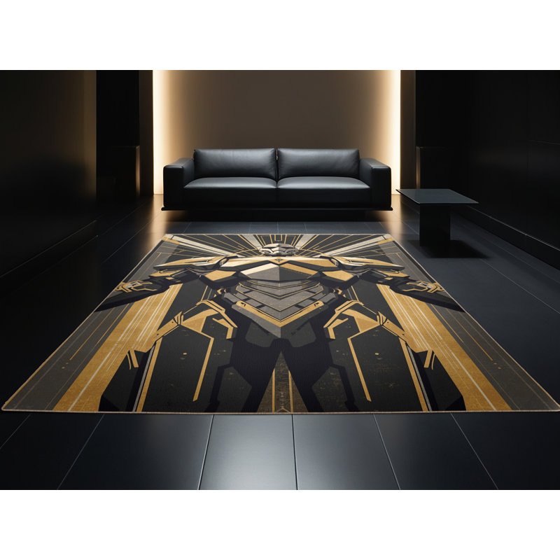 Tapis à motif géométrique doux et moelleux à armure à vapeur de couleur art déco Kelton, 2 x 4