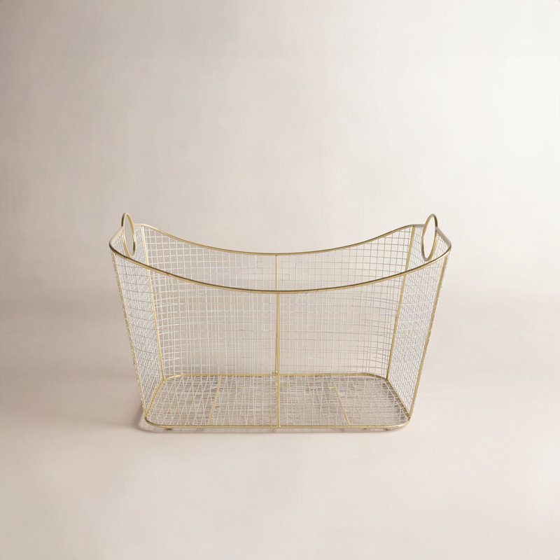 Modern Metal Storage Basket, Gold