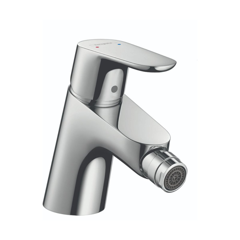 Robinet de bidet à simple poignée et jet horizontal Focus E, Nickel brossé