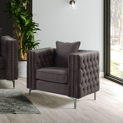Fauteuil d'appoint avec accoudoirs gris foncé Gwenne