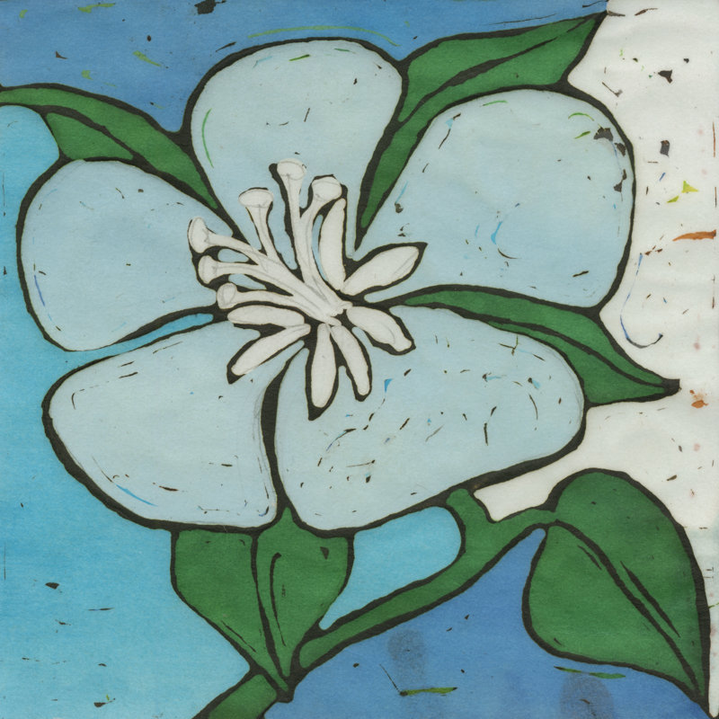 Turquoise Batik Botanical VI by Andrea Davis - Wrapped Canvas Painting, 30cm H x 30cm W x 3.8cm D