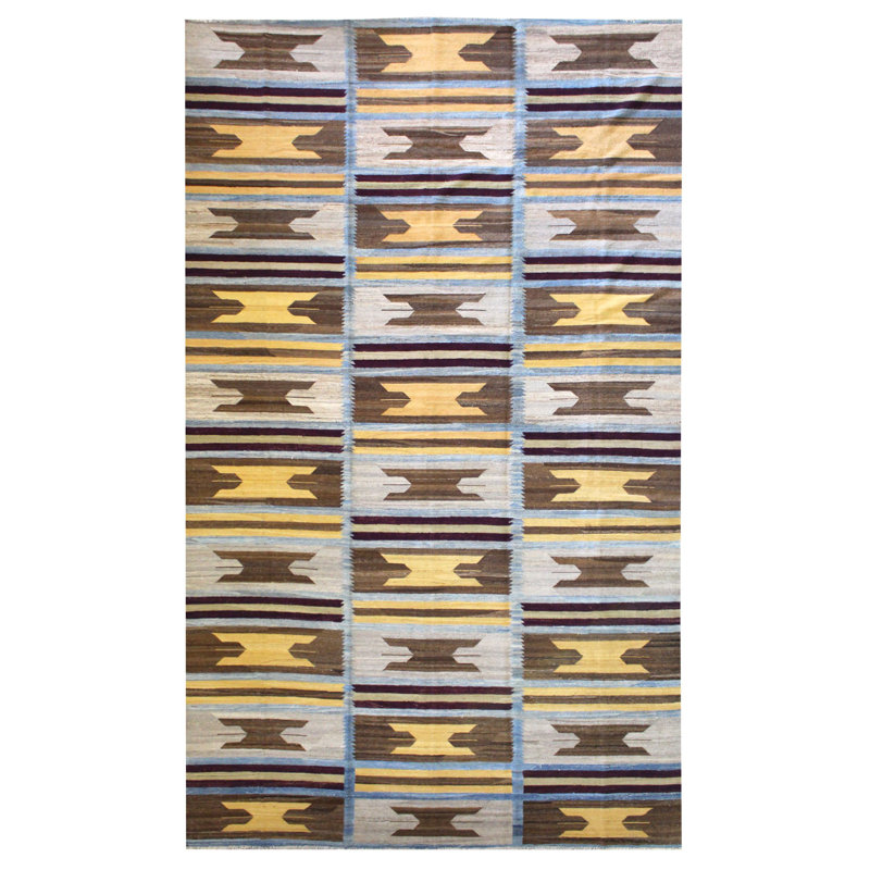 Tapis unique en laine noué à la main style nouvel âge de style scandinave brun 10 pi 2 po x 17 pi 7 po
