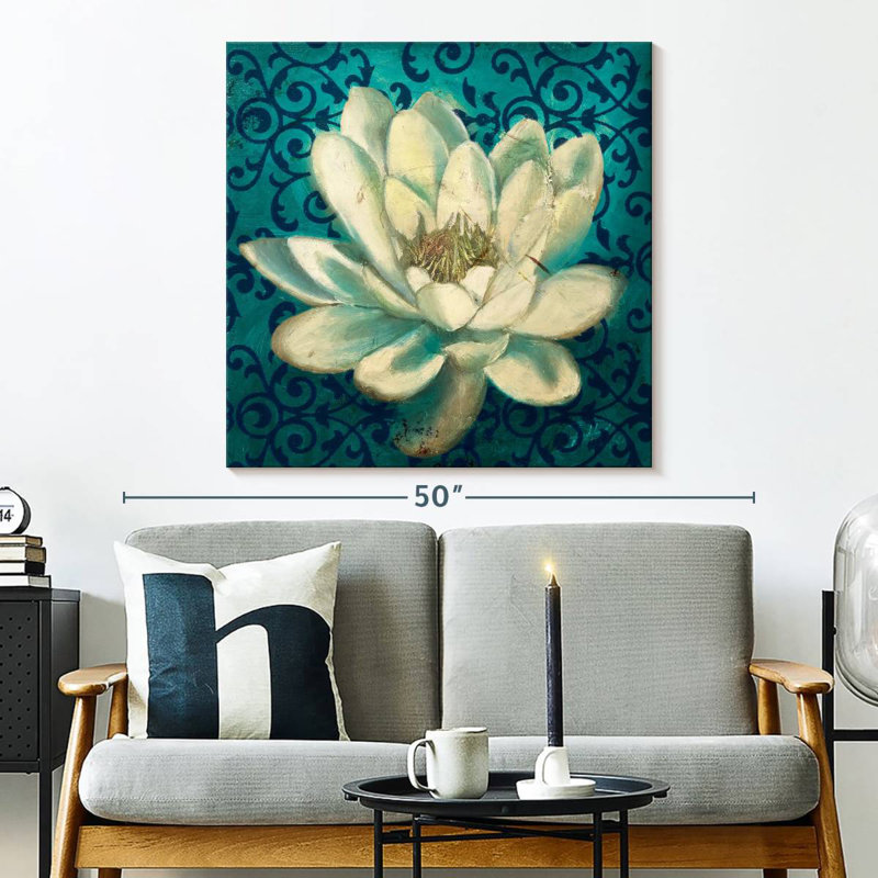 Harnek Water Lily On Teal, 33" H x 33" W