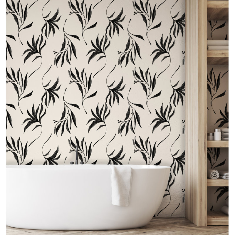 Yuki Osada Floral Wallpaper Double Roll, Black/Cream