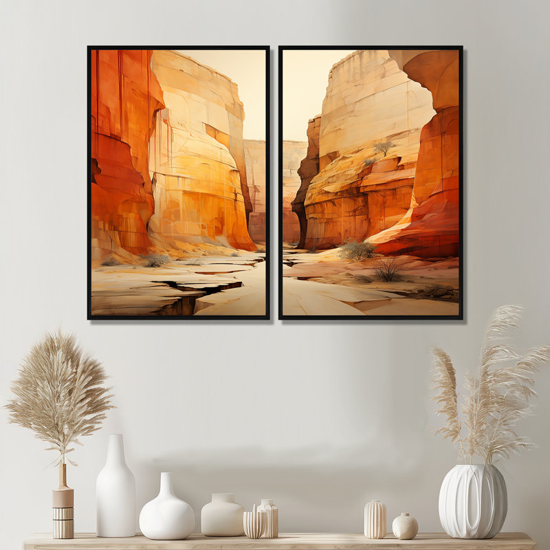 Marvalyn - Orange Canvas Wall Art, Black, 36" H x 48" W, Floater Framed Print