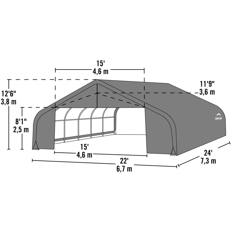22' Ft. W x 24' Ft. D Garage, Gray